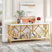 Console extra-longue 71 pouces table de canapé avec étagère de rangement ouverte, tables de canapé longues étroites table d'entrée table derrière canapé