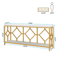Console extra-longue 71 pouces table de canapé avec étagère de rangement ouverte, tables de canapé longues étroites table d'entrée table derrière canapé