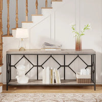 Console extra-longue 71 pouces table de canapé avec étagère de rangement ouverte, tables de canapé longues étroites table d'entrée table derrière canapé