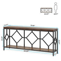 Console extra-longue 71 pouces table de canapé avec étagère de rangement ouverte, tables de canapé longues étroites table d'entrée table derrière canapé