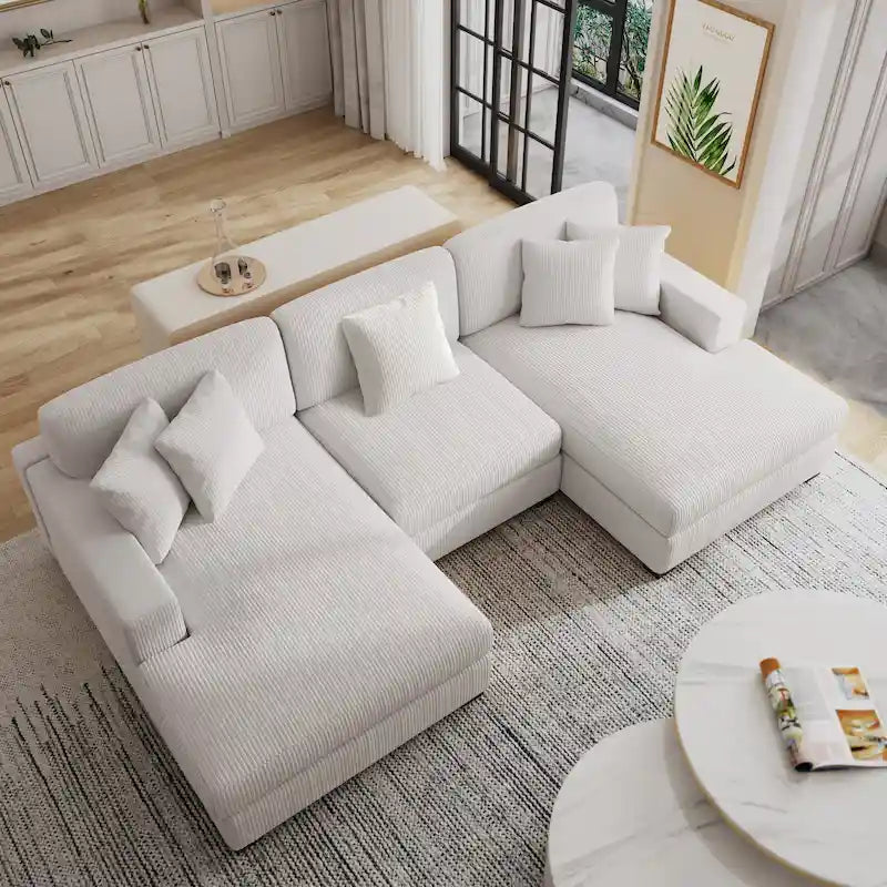 Ensemble Canapé Sectionnel Modulable Moderne Surdimensionné avec Coussins