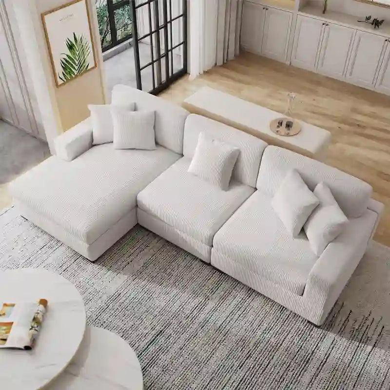Ensemble Canapé Sectionnel Modulable Moderne Surdimensionné avec Coussins