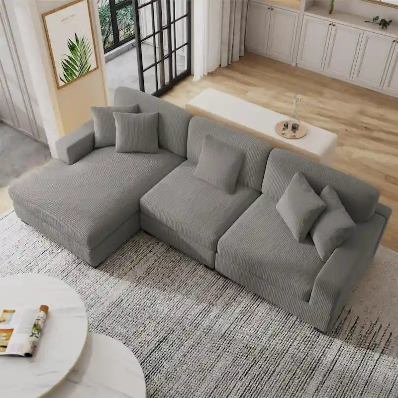 Ensemble Canapé Sectionnel Modulable Moderne Surdimensionné avec Coussins