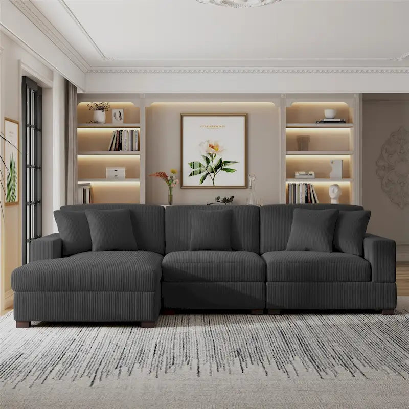 Ensemble Canapé Sectionnel Modulable Moderne Surdimensionné avec Coussins