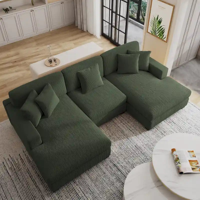 Ensemble Canapé Sectionnel Modulable Moderne Surdimensionné avec Coussins