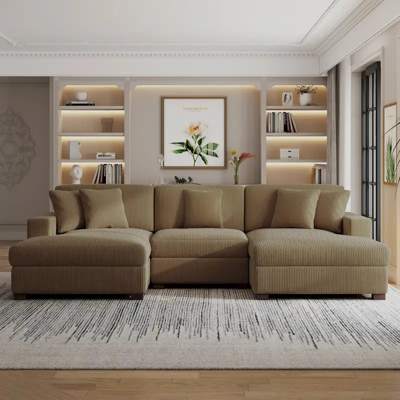 Ensemble Canapé Sectionnel Modulable Moderne Surdimensionné avec Coussins