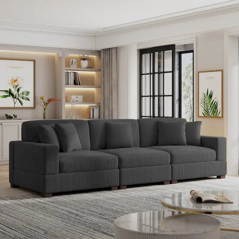 Ensemble Canapé Sectionnel Modulable Moderne Surdimensionné avec Coussins