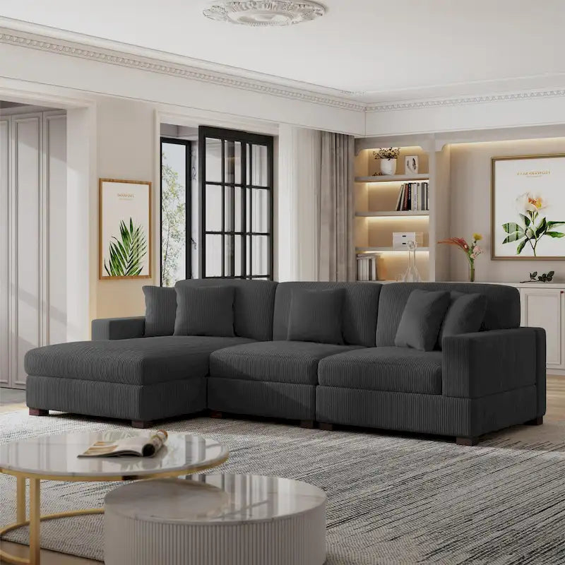 Ensemble Canapé Sectionnel Modulable Moderne Surdimensionné avec Coussins