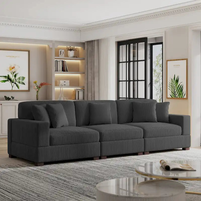 Ensemble Canapé Sectionnel Modulable Moderne Surdimensionné avec Coussins