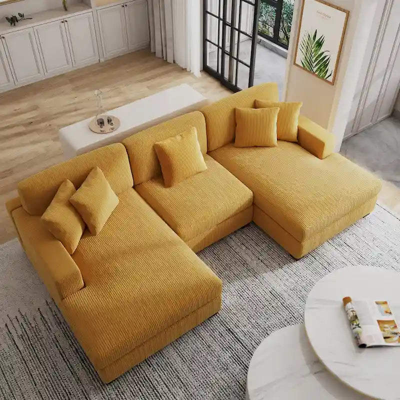 Ensemble Canapé Sectionnel Modulable Moderne Surdimensionné avec Coussins