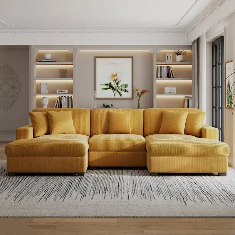 Ensemble Canapé Sectionnel Modulable Moderne Surdimensionné avec Coussins