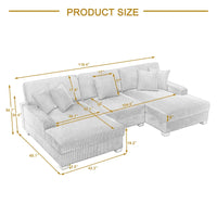 Ensemble Canapé Sectionnel Modulable Moderne Surdimensionné avec Coussins