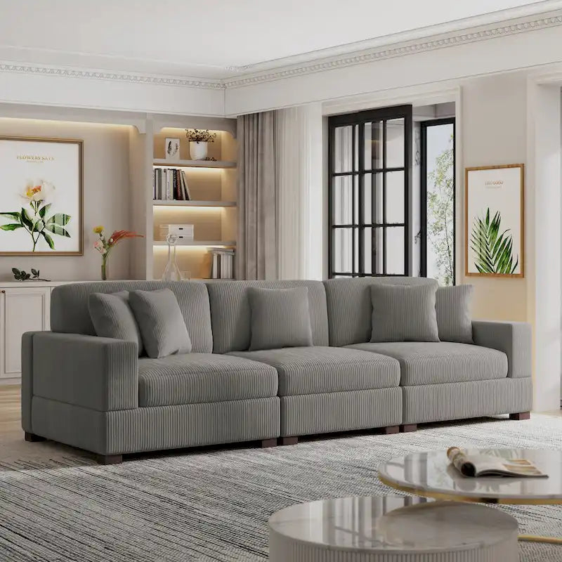 Ensemble Canapé Sectionnel Modulable Moderne Surdimensionné avec Coussins