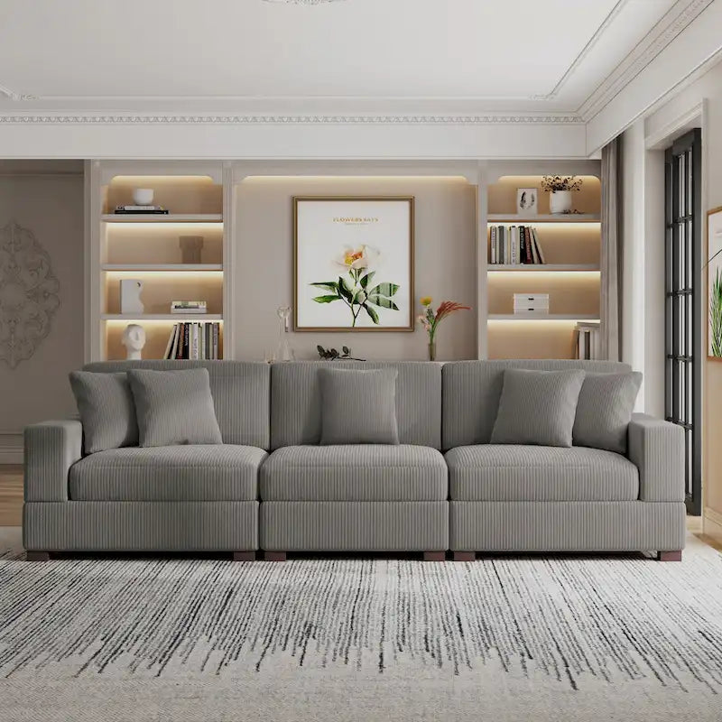 Ensemble Canapé Sectionnel Modulable Moderne Surdimensionné avec Coussins