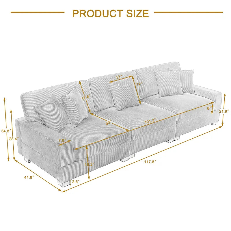 Ensemble Canapé Sectionnel Modulable Moderne Surdimensionné avec Coussins