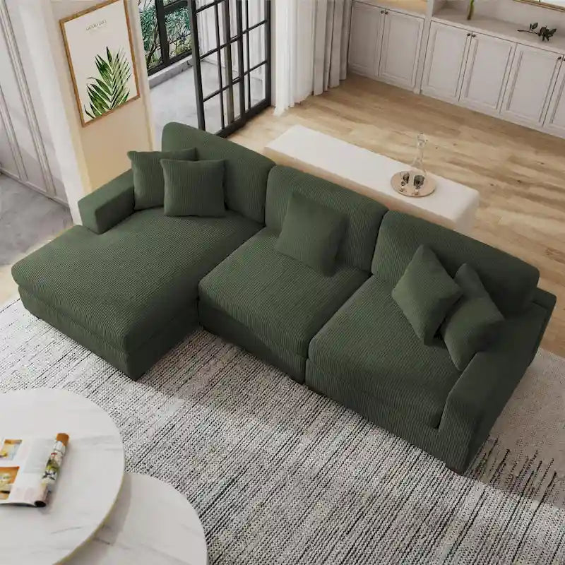 Ensemble Canapé Sectionnel Modulable Moderne Surdimensionné avec Coussins