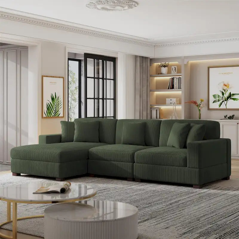 Ensemble Canapé Sectionnel Modulable Moderne Surdimensionné avec Coussins