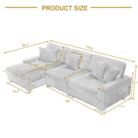 Ensemble Canapé Sectionnel Modulable Moderne Surdimensionné avec Coussins