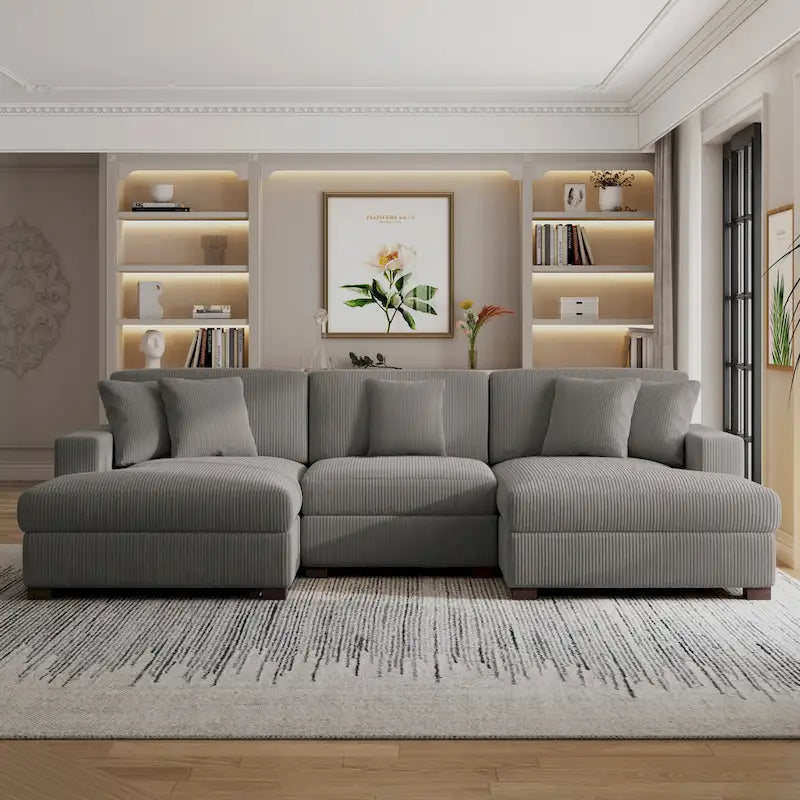 Ensemble Canapé Sectionnel Modulable Moderne Surdimensionné avec Coussins