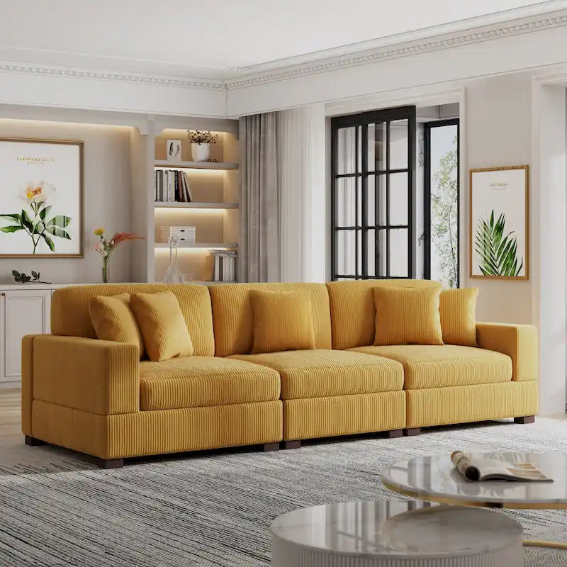 Ensemble Canapé Sectionnel Modulable Moderne Surdimensionné avec Coussins