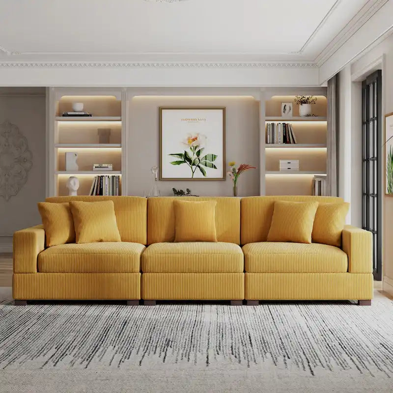 Ensemble Canapé Sectionnel Modulable Moderne Surdimensionné avec Coussins