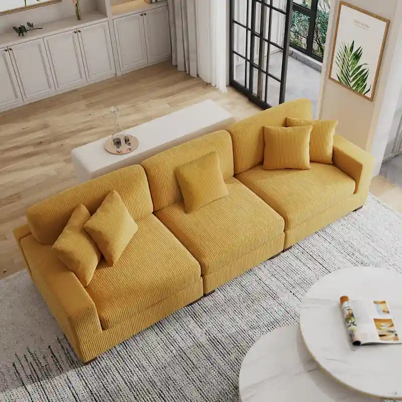 Ensemble Canapé Sectionnel Modulable Moderne Surdimensionné avec Coussins