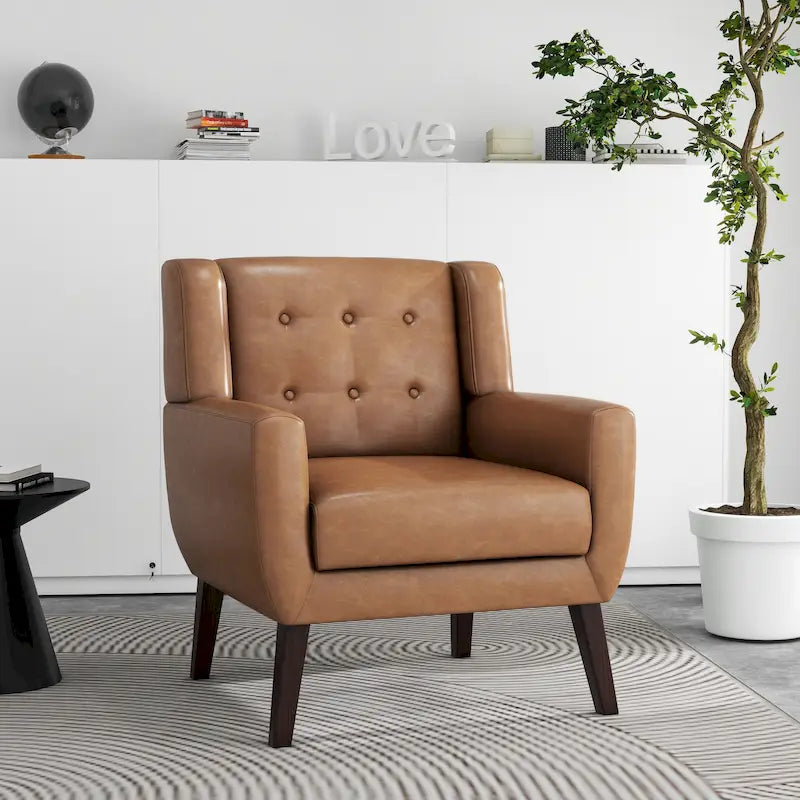 Fauteuil de salon en cuir PU avec accoudoirs