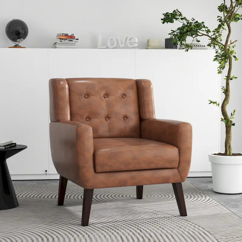 Fauteuil de salon en cuir PU avec accoudoirs