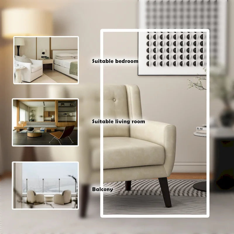 Fauteuil de salon en cuir PU avec accoudoirs