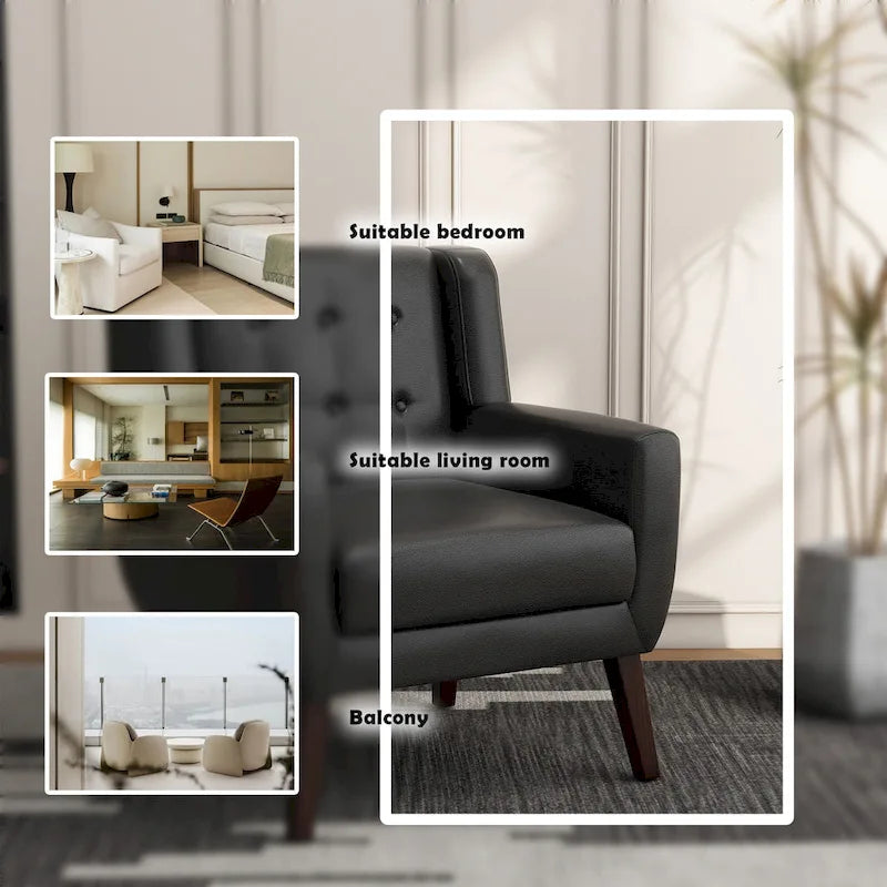 Fauteuil de salon en cuir PU avec accoudoirs
