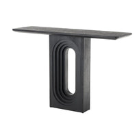 Console en bois avec base à piédestal ovale sculptée - Noir - Roche River Decor