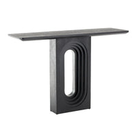 Console en bois avec base à piédestal ovale sculptée - Noir - Roche River Decor