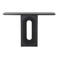 Console en bois avec base à piédestal ovale sculptée - Noir - Roche River Decor