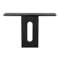 Console en bois avec base à piédestal ovale sculptée - Noir - Roche River Decor