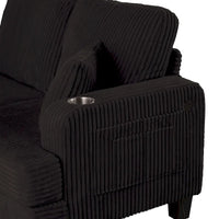 Canapé 3 places moderne en velours côtelé rectangulaire avec port USB et 2 oreillers
