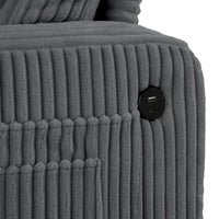 Canapé 3 places moderne en velours côtelé rectangulaire avec port USB et 2 oreillers