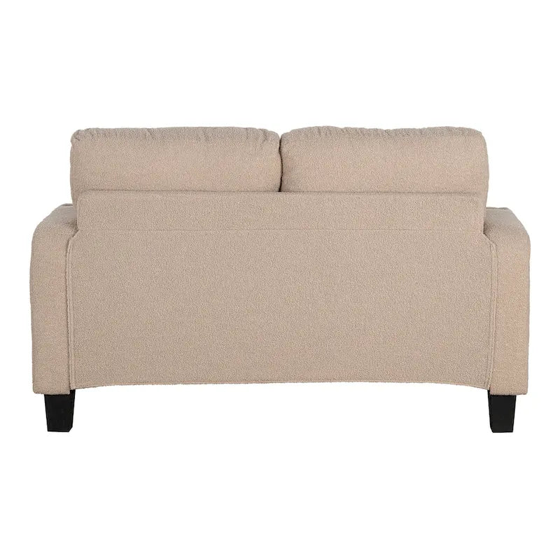 61 Petit canapé deux places beige avec 2 coussins et porte-gobelet