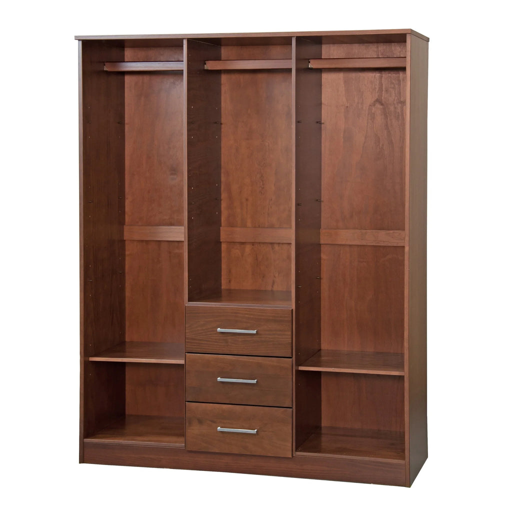 Palace Imports Armoire-penderie Cosmo 3 portes 100% bois massif avec portes en bois massif ou miroir