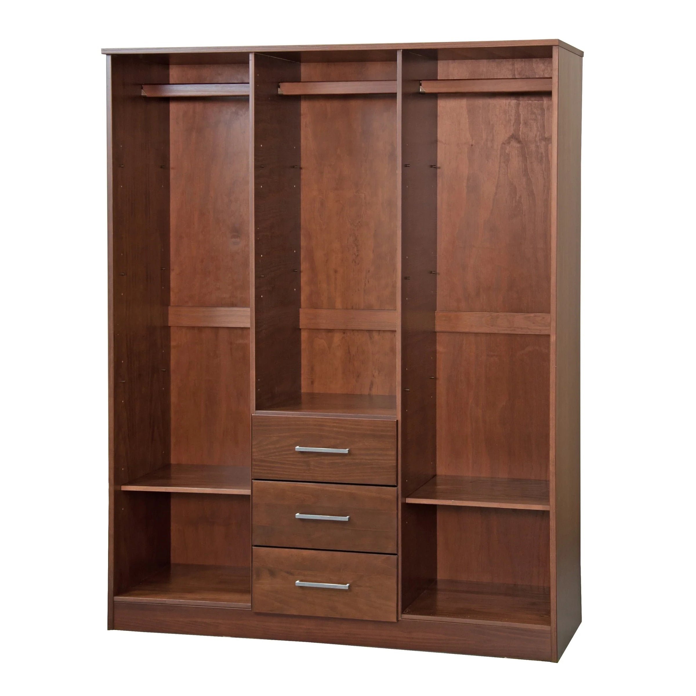 Palace Imports Armoire-penderie Cosmo 3 portes 100% bois massif avec portes en bois massif ou miroir