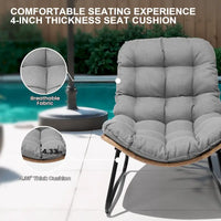 Chaises Papasan d'extérieur avec coussin en rotin PE, chaises cosy de patio avec table d'appoint