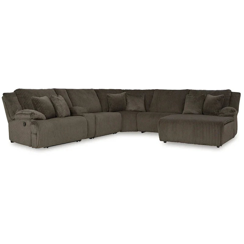 Signature Design by Ashley Canapé d'angle inclinable 6 places avec chaise longue Top Tier marron - 147 L x 134 P x 41 H