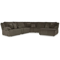 Signature Design by Ashley Canapé d'angle inclinable 6 places avec chaise longue Top Tier marron - 147 L x 134 P x 41 H