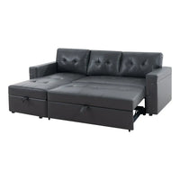 Canapé sectionnel convertible réversible avec lit escamotable, méridienne de rangement dissimulée et pieds durables