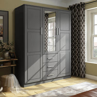 Palace Imports Armoire-penderie Cosmo 3 portes 100% bois massif avec portes en bois massif ou miroir