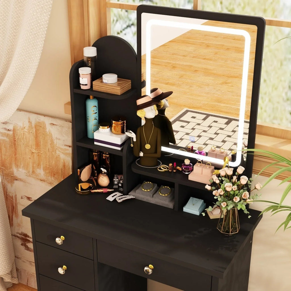 Ensemble coiffeuse table de maquillage avec lumière LED & miroir & tabouret
