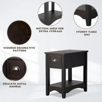 Gymax Lot de 2 Tables d'appoint Contemporaines Compactes avec Tiroir - 13" X 22" X 23" (L x l x H)
