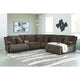 Signature Design by Ashley Canapé d'angle inclinable 6 places avec chaise longue Top Tier marron - 147 L x 134 P x 41 H
