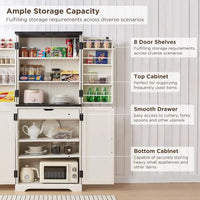 72 Garde-manger de cuisine de style campagnard, armoire de rangement avec portes coulissantes de grange - N/A