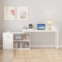 Bureau d'angle réversible blanc pivotant Bureau d'ordinateur
