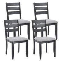 Lot de 4 chaises de salle à manger en bois à dossier à lattes